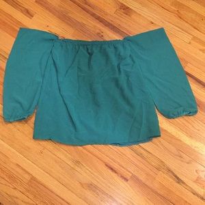 Green Tube Top Off Shoulder Sleeve Blouse Small